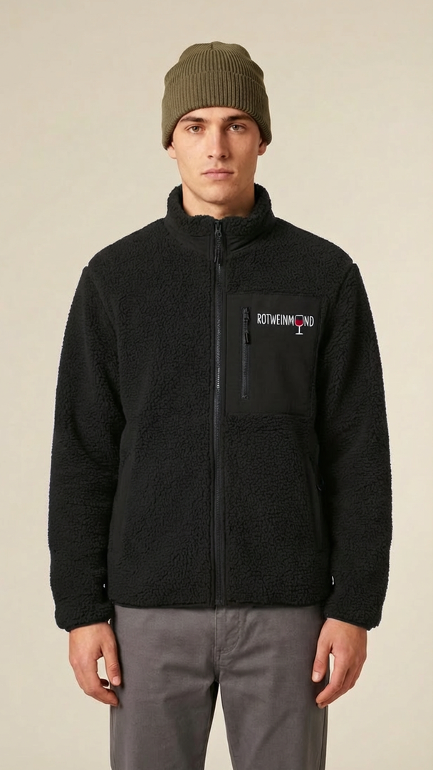 Brooker Plüschjacke aus 100% recyceltem Polyester. Stehkragen, Softshell-Details, Rotweinmund Logo vorne. Nachhaltig & premium. Entdecke jetzt!
