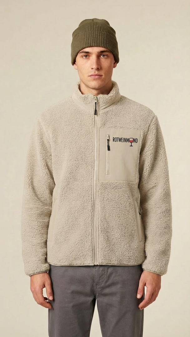 Brooker Plüschjacke aus 100% recyceltem Polyester. Stehkragen, Softshell-Details, Rotweinmund Logo vorne. Nachhaltig & premium. Entdecke jetzt!
