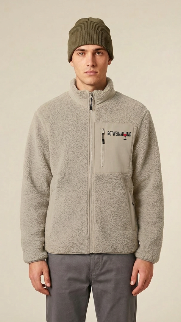 Brooker Plüschjacke aus 100% recyceltem Polyester. Stehkragen, Softshell-Details, Rotweinmund Logo vorne. Nachhaltig & premium. Entdecke jetzt!
