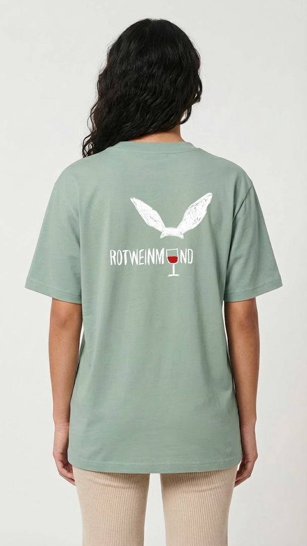 Rotweinmund Oversized T-Shirt Schwarz, Vorderansicht, lockerer Fit aus Bio-Baumwolle